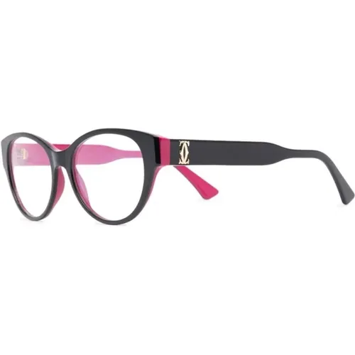 Klassische Schwarze Optische Brille , Damen, Größe: 53 MM - Cartier - Modalova