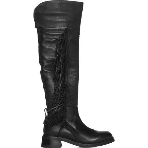Fringed Leather Knee Boots , female, Sizes: 4 UK, 4 1/2 UK, 6 1/2 UK, 8 UK, 5 UK, 7 UK, 5 1/2 UK, 3 UK - See by Chloé - Modalova