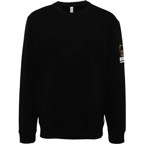 Schwarzer Logo Print Crew Neck Sweater , Herren, Größe: L - Moschino - Modalova