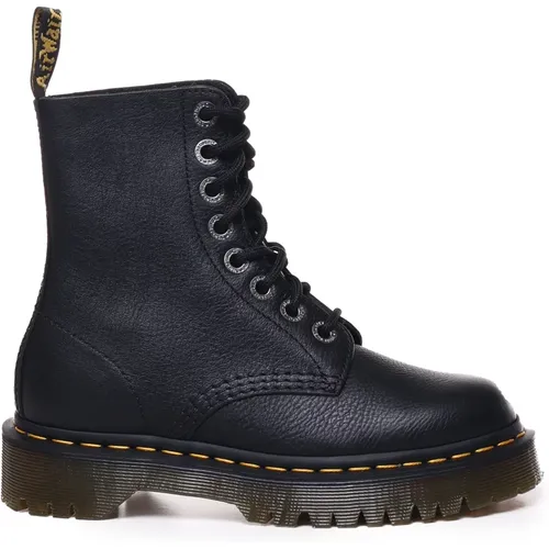 Schwarze Lederstiefel mit Goldenen Details - Dr. Martens - Modalova