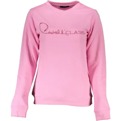 Bestickter Sweatshirt mit Rundhalsausschnitt , Damen, Größe: L - Cavalli Class - Modalova