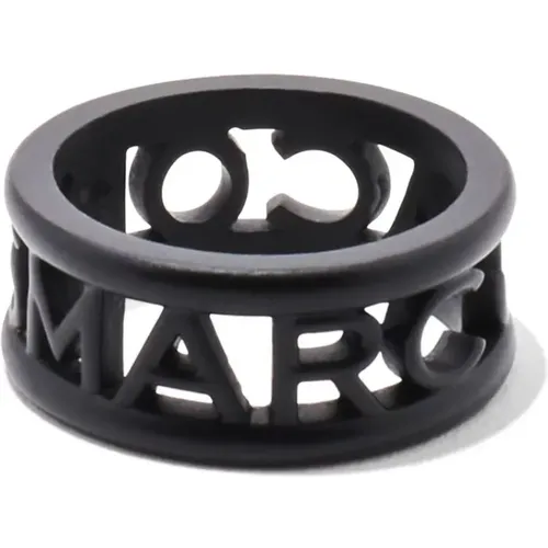 Schwarzer Logo Messing Emaille Ring , Damen, Größe: 48 MM - Marc Jacobs - Modalova