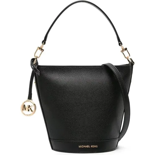 Schwarze Crossbody Bucket Tasche,Körniges Leder Eimer Tasche mit Abnehmbarem Riemen - Michael Kors - Modalova