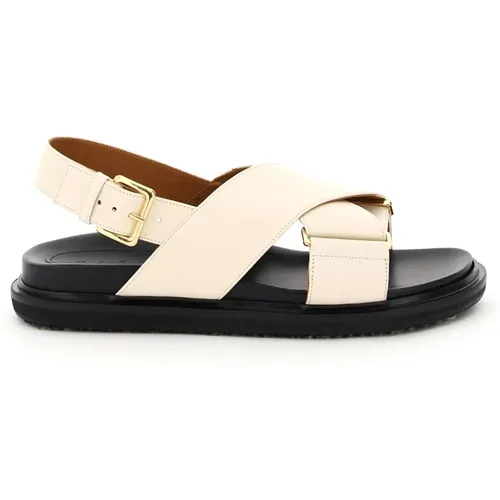 Flat Sandals,Weiße Seidene Geschlossene Zehensandalen - Marni - Modalova