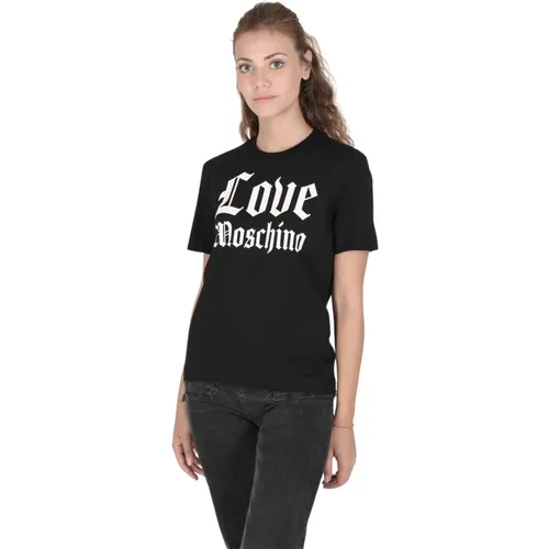 Schwarzes Baumwoll-T-Shirt - Love Moschino - Modalova