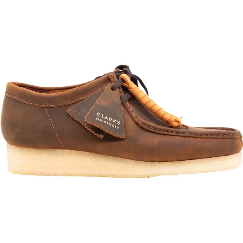 Wachshaltige Leder Wallabee Schuhe , Herren, Größe: 44 1/2 EU - Clarks - Modalova
