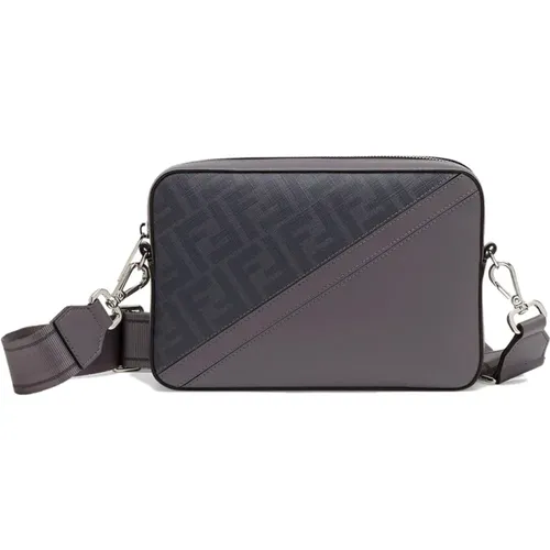 Grey Leather Diagonal Insert Bag , male, Sizes: ONE SIZE - Fendi - Modalova