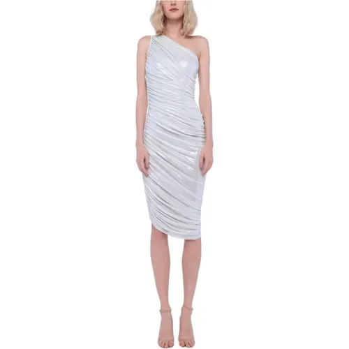 Weißes Midi Jersey Kleid laminiert , Damen, Größe: XS - Norma Kamali - Modalova
