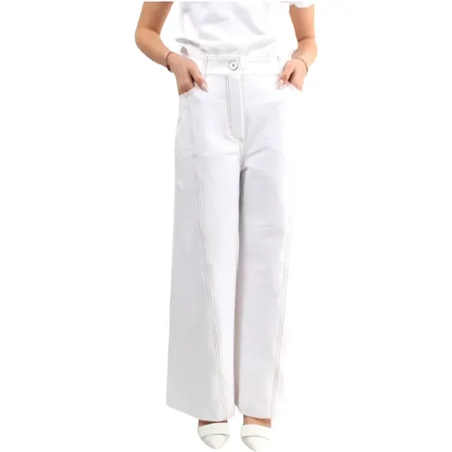 Weiße Denim-Stil Jersey Hose , Damen, Größe: L - Max Mara - Modalova
