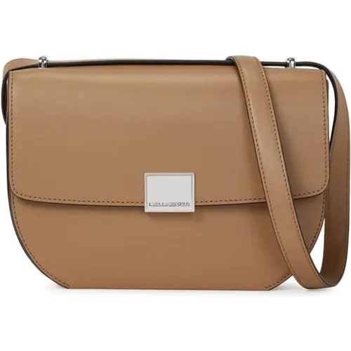 Brown Crossbody Bag with Silver Details , female, Sizes: ONE SIZE - Karl Lagerfeld - Modalova