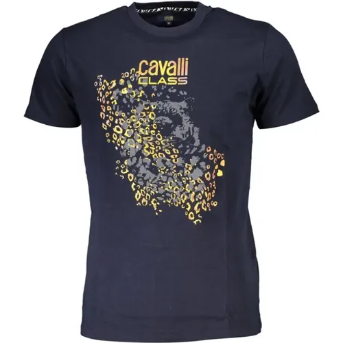 Bedrucktes Logo-T-Shirt Kurzarm Rundhalsausschnitt , Herren, Größe: M - Cavalli Class - Modalova