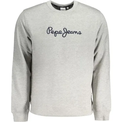 Grauer Baumwoll-Sweatshirt mit Stickerei , Herren, Größe: 2XL - Pepe Jeans - Modalova