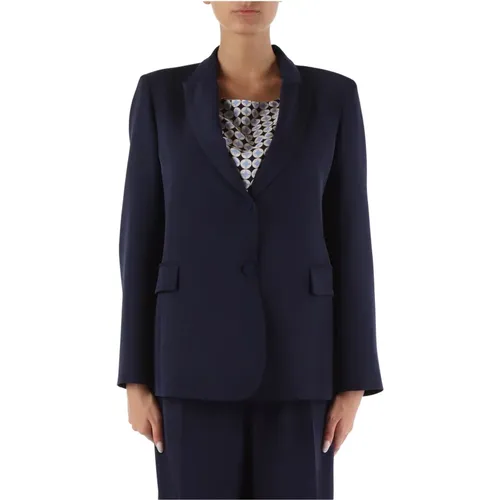 Stretch fabric single-breasted jacket , female, Sizes: 4XL, 3XL, XL - Elena Mirò - Modalova