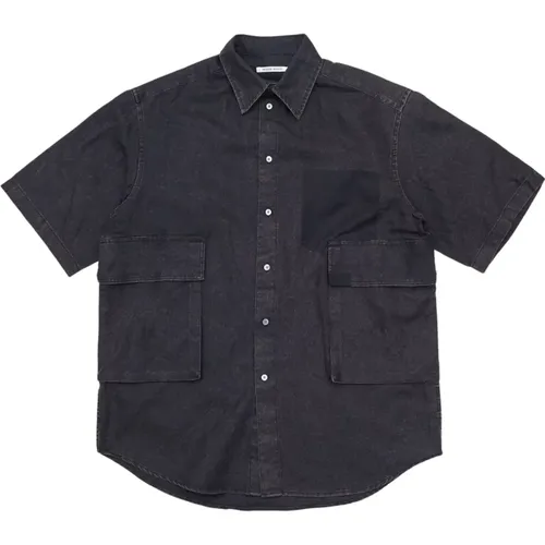 Schwarzes Aaron Pocket Hemd , Herren, Größe: L - Wood Wood - Modalova