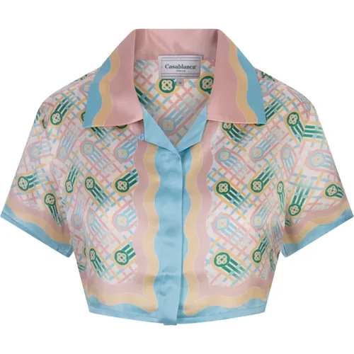 Ping Pong Silk Twill Cropped Shirt , female, Sizes: 2XS - Casablanca - Modalova