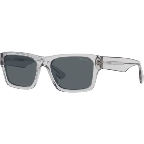 Transparent Grey/Blue Sunglasses , male, Sizes: 53 MM - Prada - Modalova