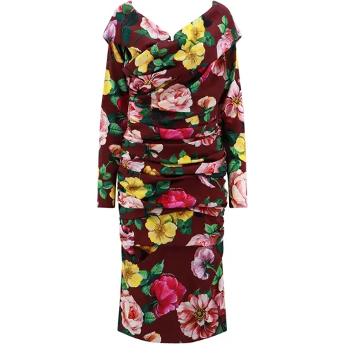 Seidenkleid mit Blumenmuster - Dolce & Gabbana - Modalova