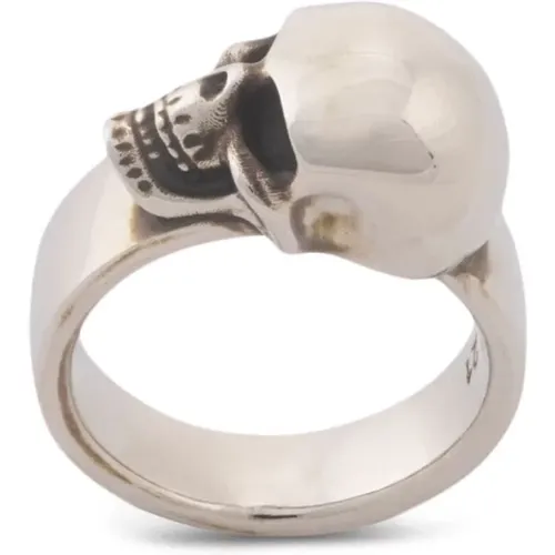 Edler Side Skull Silberring , Herren, Größe: 60 MM - alexander mcqueen - Modalova