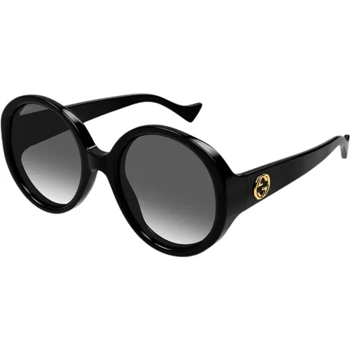 Oversized runde schwarze GG Sonnenbrille , Damen, Größe: 56 MM - Gucci - Modalova