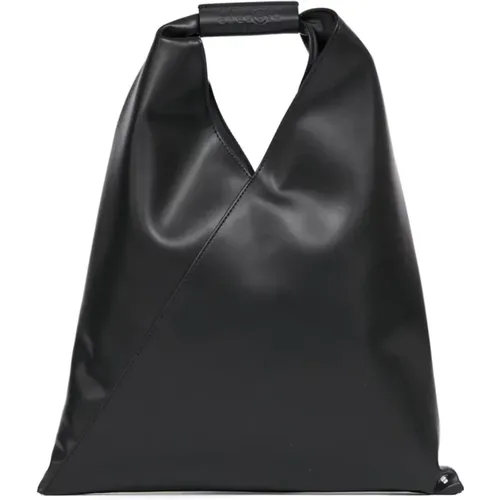 Japanische Handtasche Schwarzes Leder , Damen, Größe: ONE Size - MM6 Maison Margiela - Modalova