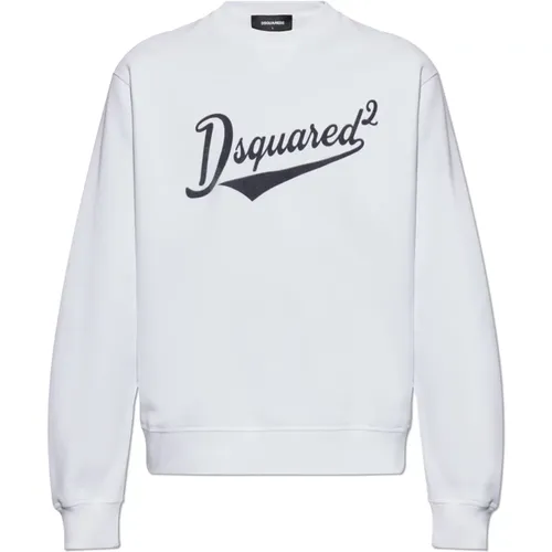 Logo sweatshirt with velvet finish , male, Sizes: XL, M, L - Dsquared2 - Modalova