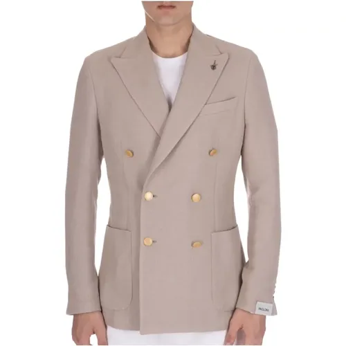 Double-breasted blazer with golden buttons , male, Sizes: S, L, M, 2XL - Paoloni - Modalova