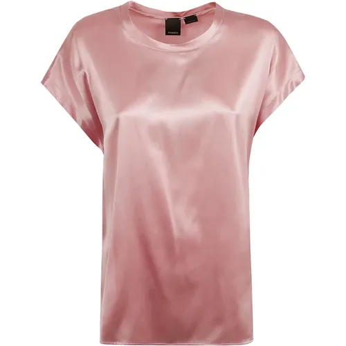 Satin Finish Cap Sleeve Shirt , female, Sizes: M, XL, L, S - pinko - Modalova