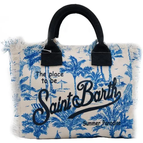 Blue Cotton Shopping Bag with Fringes , female, Sizes: ONE SIZE - MC2 Saint Barth - Modalova