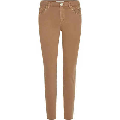 Slim Fit Jeans mit Bestickten Details und Gürtelschlaufen , Damen, Größe: W25 - MOS MOSH - Modalova