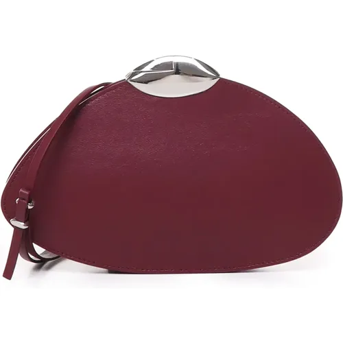 Bordeaux Leather Clutch Bag with Strap , female, Sizes: ONE SIZE - Benedetta Bruzziches - Modalova