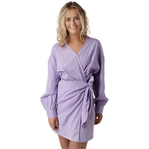 Linen Look Wrap Dress Light , female, Sizes: L, M - Alix The Label - Modalova