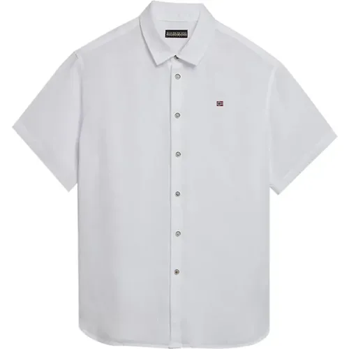 Weißes Leinen-Casual-Hemd , Herren, Größe: XL - Napapijri - Modalova