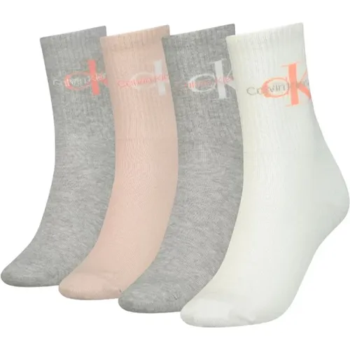 Assorted 4 Pairs of Mid-Calf Socks Gift Box , female, Sizes: ONE SIZE - Calvin Klein - Modalova