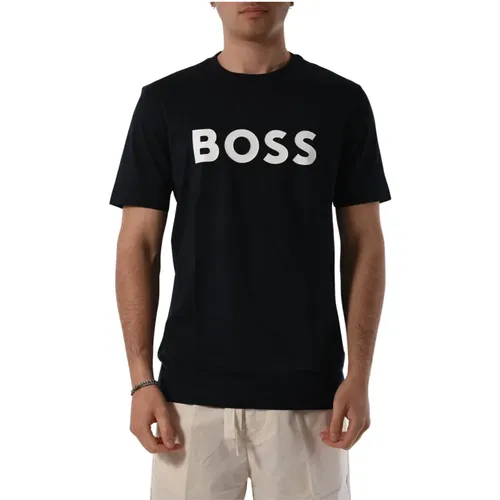 Baumwoll-T-Shirt mit Frontlogo , Herren, Größe: 2XL - Hugo Boss - Modalova