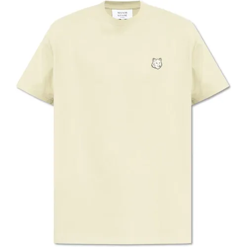 T-shirt with logo patch , male, Sizes: XL, M, L, S - Maison Kitsuné - Modalova