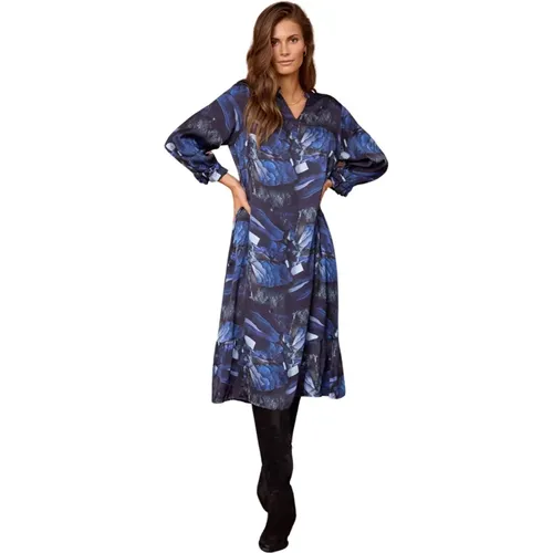 Abstract Print Dress with Long Sleeves , female, Sizes: XL - 2-Biz - Modalova