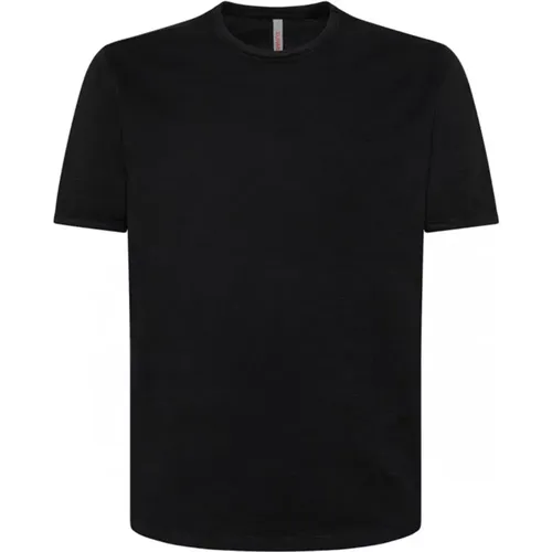 Herren Schwarzes Crew Neck T-Shirt mit Knöpfen , Herren, Größe: XL - Sun68 - Modalova