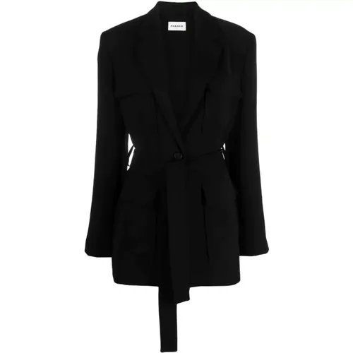 Schwarzer Blazer mit Gürtel , Damen, Größe: M - P.A.R.O.S.H. - Modalova