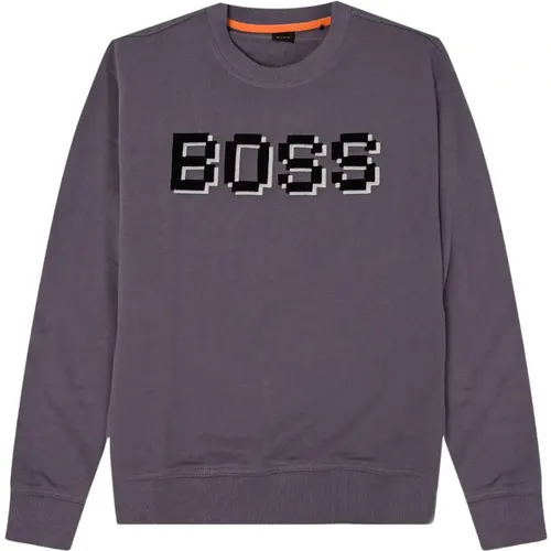 Herren Mittel Lila Sweatshirt , Herren, Größe: M - Hugo Boss - Modalova