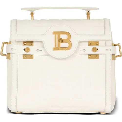 B-Buzz 23 monogrammed grained leather bag , female, Sizes: ONE SIZE - Balmain - Modalova