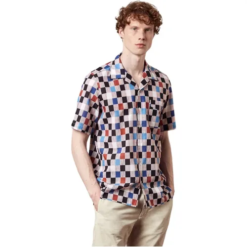 Kurzarmhemd mit geometrischem Muster , Herren, Größe: S - Massimo Alba - Modalova