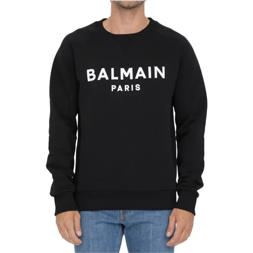 Logo Print Crewneck Sweatshirt , Herren, Größe: 2XL - Balmain - Modalova