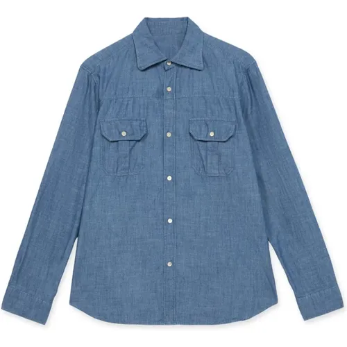 Hellblaues Baumwollhemd mit langen Ärmeln , Herren, Größe: XL - Fortela - Modalova