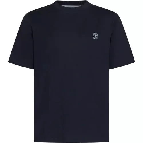 Cotton T-shirt with Logo Print , male, Sizes: M, XL, L, 2XL, S - BRUNELLO CUCINELLI - Modalova