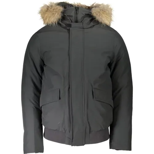 Cotton Jacket with Hood and Removable Fur , male, Sizes: 2XL, L, XL - Woolrich - Modalova