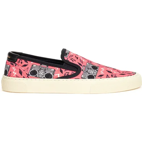 Canvas Slip-On mit Radio-Print , Damen, Größe: 39 1/2 EU - Saint Laurent - Modalova