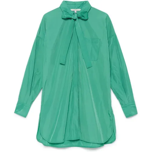 Oversize Taffeta Shirt mit Schleife , Damen, Größe: S - MALIPARMI - Modalova