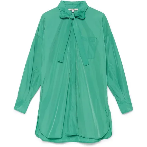 Oversize Taffeta Shirt mit Schleife , Damen, Größe: XS - Maliparmi - Modalova