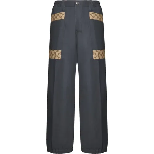 Cotton Cargo Pants with GG Monogram , male, Sizes: M - Gucci - Modalova