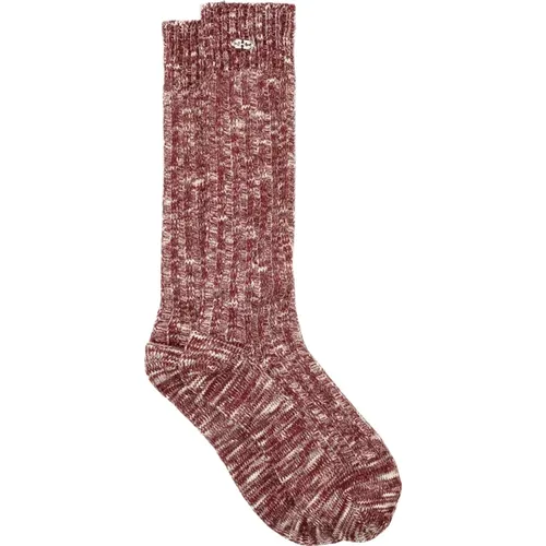 Burgunder Chunky Baumwollsocken , unisex, Größe: M/L - Ganni - Modalova